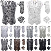 Hi-Tie Luxury Silk Mens Waistcoat Tie Set waistcoats Luxurious Weddings