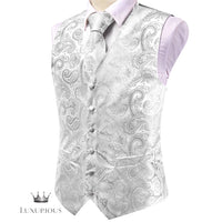 Hi-Tie Luxury Silk Mens Waistcoat Tie Set waistcoats Luxurious Weddings