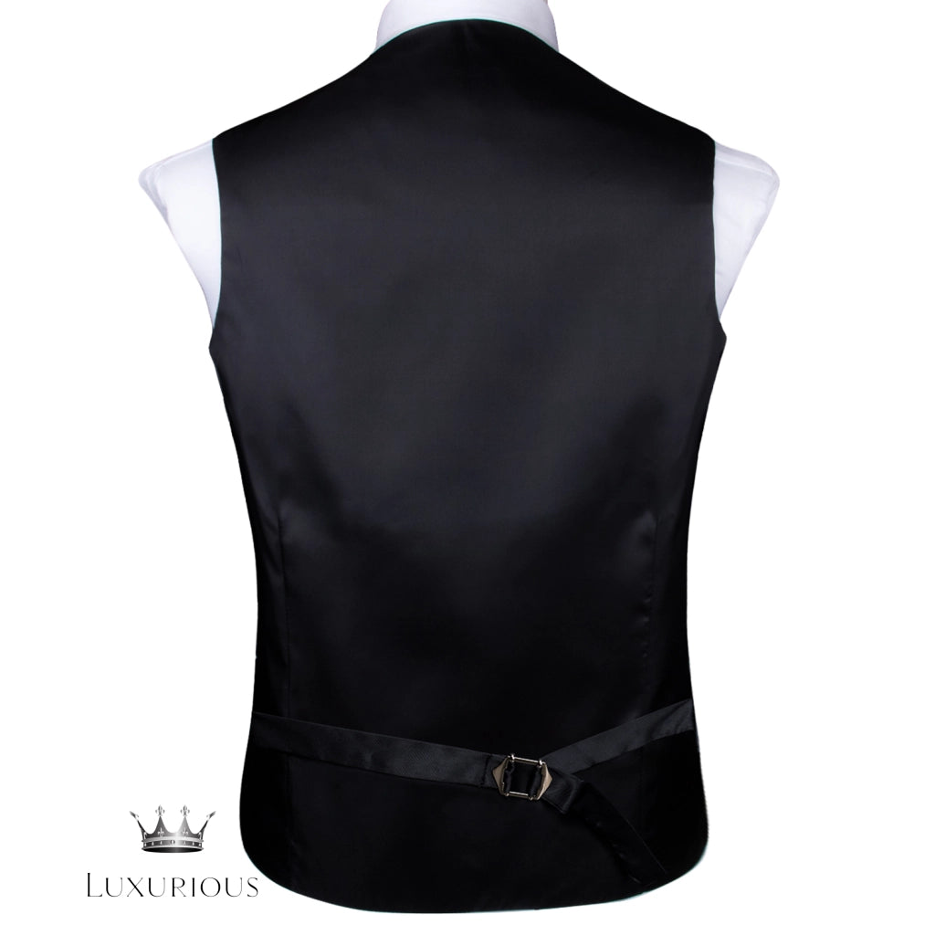 Hi-Tie Luxury Silk Mens Waistcoat Tie Set waistcoats Luxurious Weddings