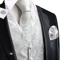 Hi-Tie Luxury Silk Mens Waistcoat Tie Set waistcoats Luxurious Weddings