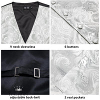 Hi-Tie Luxury Silk Mens Waistcoat Tie Set waistcoats Luxurious Weddings