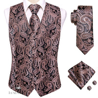 Hi-Tie Luxury Silk Mens Waistcoat Tie Set Luxurious Weddings