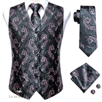 Hi-Tie Luxury Silk Mens Waistcoat Tie Set waistcoats Luxurious Weddings