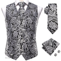 Hi-Tie Luxury Silk Mens Waistcoat Tie Set waistcoats Luxurious Weddings