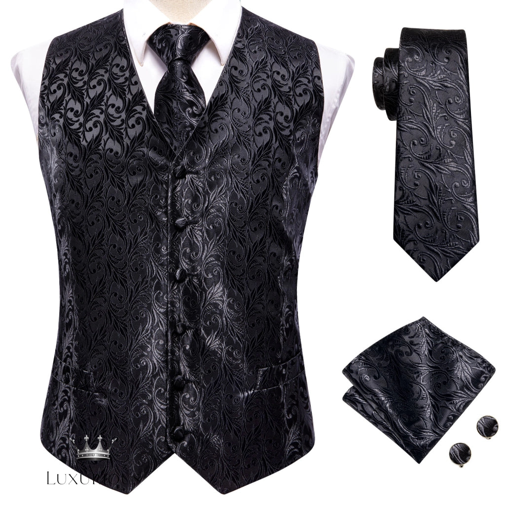 Hi-Tie Luxury Silk Mens Waistcoat Tie Set waistcoats Luxurious Weddings