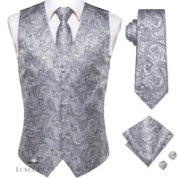 Hi-Tie Luxury Silk Mens Waistcoat Tie Set waistcoats Luxurious Weddings