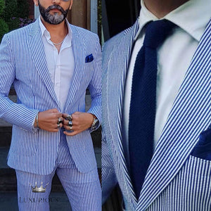 Luxury Seersucker Tuxedo Suit Set for Groom – Custom Made Luxurious Weddings