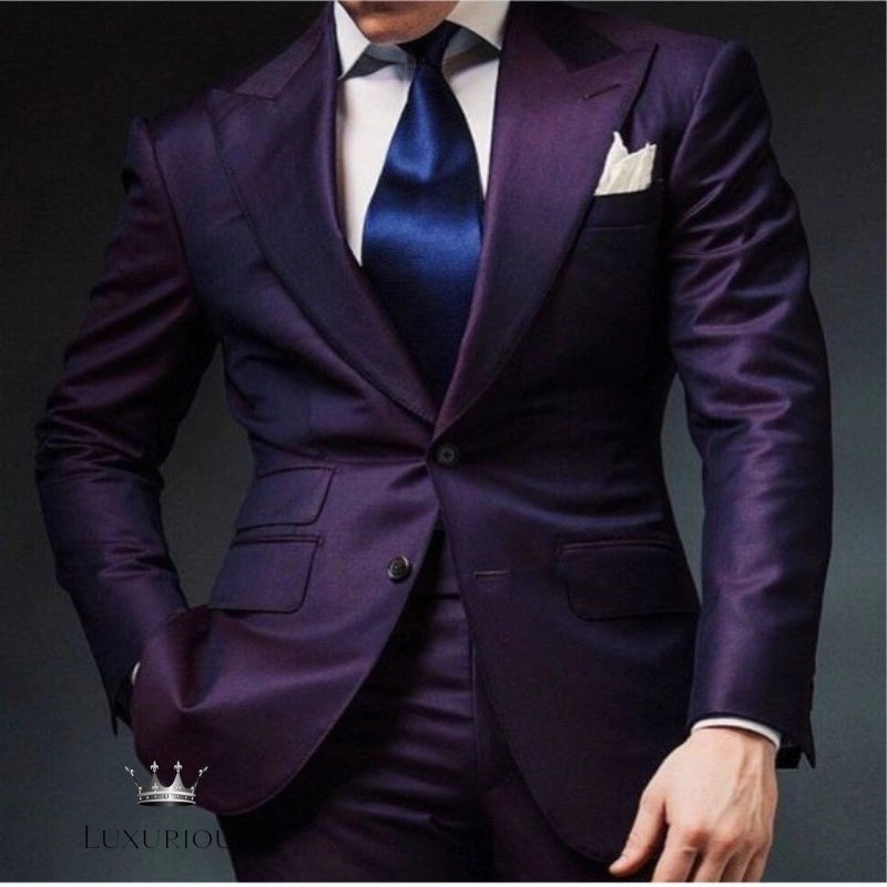 Luxury Purple Tuxedo Suit 2-Piece Set Luxurious Weddings