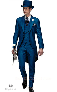 Luxury Blue Long Tail Coat Tuxedo Luxurious Weddings