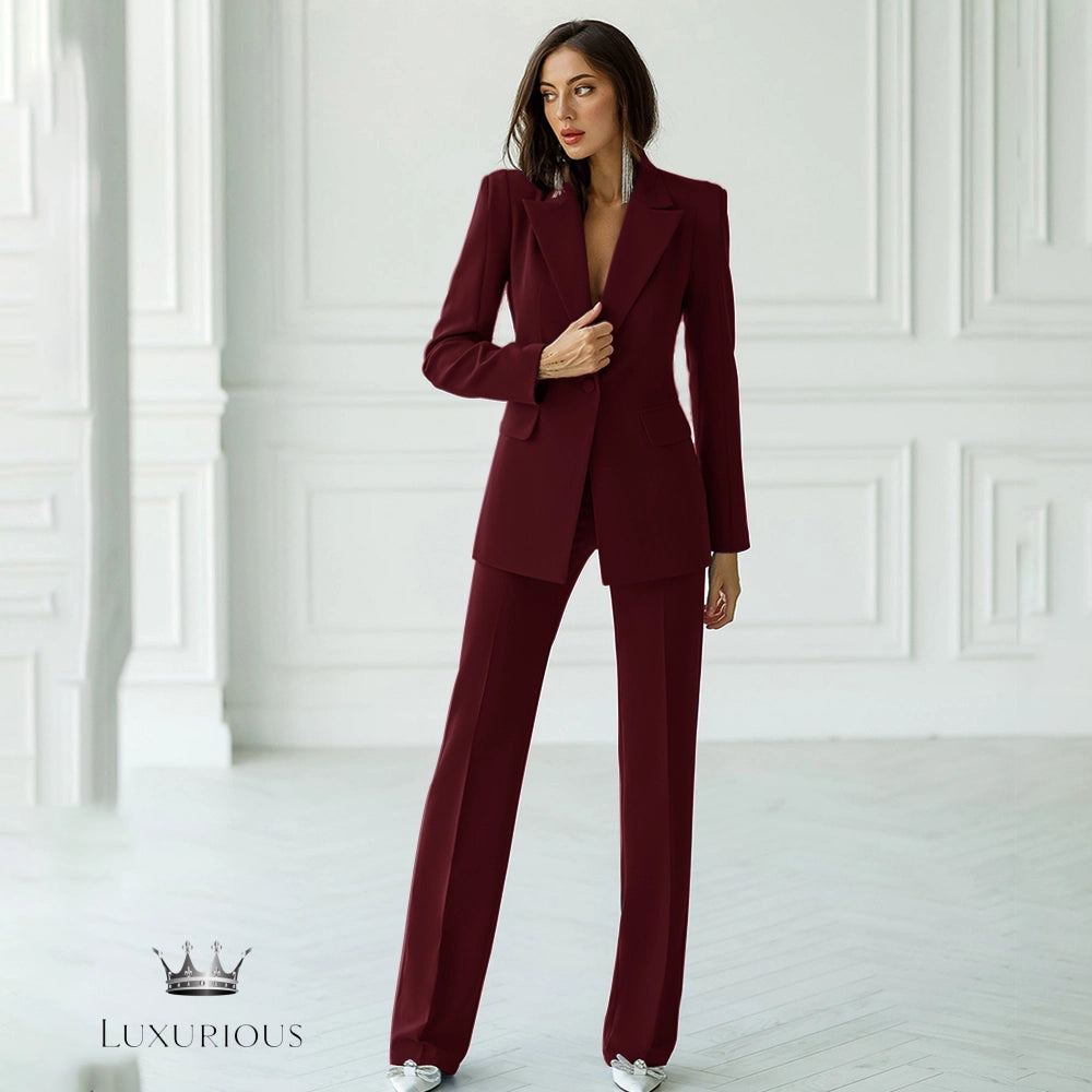 Chic Bow Collar Blazer Suit Set - Elegant Women's Fashion Women's Suits Luxurious Weddings