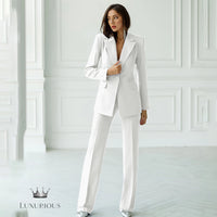 Chic Bow Collar Blazer Suit Set - Elegant Women's Fashion Luxurious Weddings