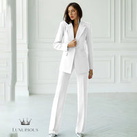 Chic Bow Collar Blazer Suit Set - Elegant Women's Fashion Luxurious Weddings