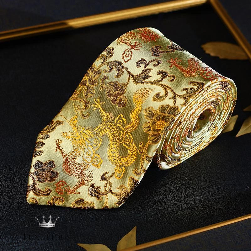 Luxury Dragon Necktie - Classic Office Business Gift Luxurious Weddings