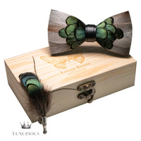 Handmade Luxury Feather Bow Tie Gift Set + Box Luxurious Weddings