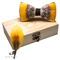 Handmade Luxury Feather Bow Tie Gift Set + Box Luxurious Weddings