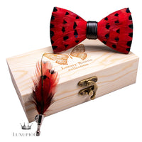 Handmade Luxury Feather Bow Tie Gift Set + Box Luxurious Weddings