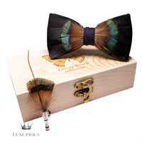 Handmade Luxury Feather Bow Tie Gift Set + Box Luxurious Weddings