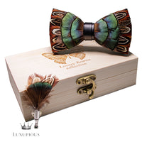 Handmade Luxury Feather Bow Tie Gift Set + Box Luxurious Weddings