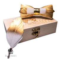 Handmade Luxury Feather Bow Tie Gift Set + Box Luxurious Weddings