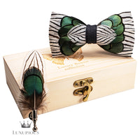 Handmade Luxury Feather Bow Tie Gift Set + Box Luxurious Weddings