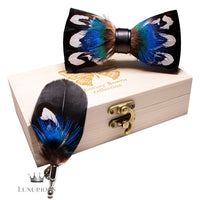 Handmade Luxury Feather Bow Tie Gift Set + Box Luxurious Weddings