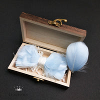 Elegant Handmade Blue Feather Bow Ties for Men Luxurious Weddings