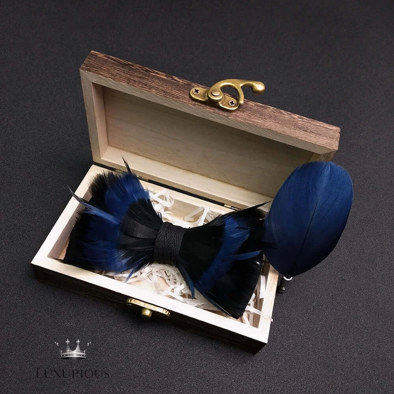Elegant Handmade Blue Feather Bow Ties for Men Bow Ties Luxurious Weddings