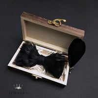 Elegant Handmade Blue Feather Bow Ties for Men Luxurious Weddings