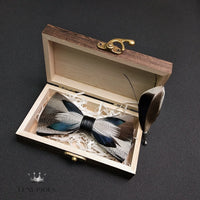 Elegant Handmade Blue Feather Bow Ties for Men Luxurious Weddings