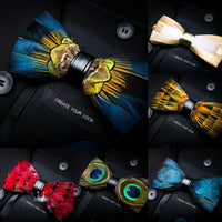 Handmade Feather Bow Tie Gift Set Luxurious Weddings