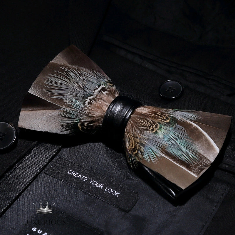 Handmade Feather Bow Tie Gift Set Luxurious Weddings