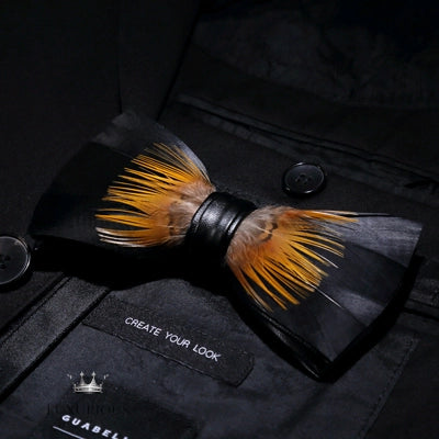 Handmade Feather Bow Tie Gift Set Luxurious Weddings