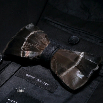 Handmade Feather Bow Tie Gift Set Luxurious Weddings