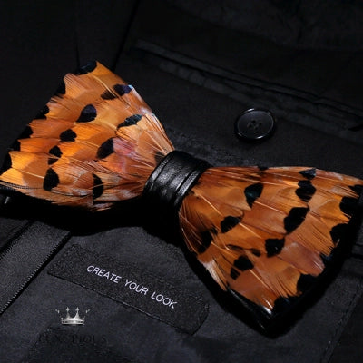 Handmade Feather Bow Tie Gift Set Luxurious Weddings