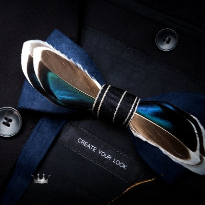 Handmade Feather Bow Tie Gift Set Luxurious Weddings