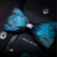 Handmade Feather Bow Tie Gift Set Luxurious Weddings