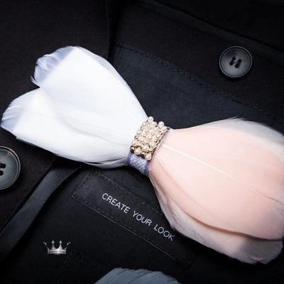 Handmade Feather Bow Tie Gift Set Luxurious Weddings