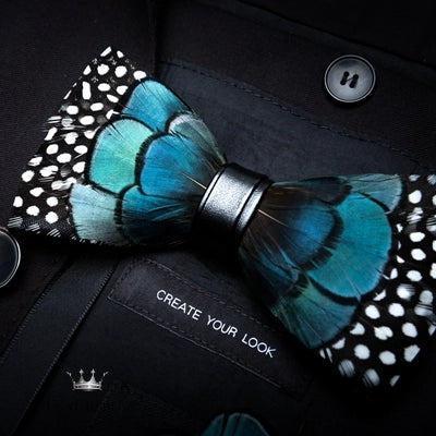 Handmade Feather Bow Tie Gift Set Luxurious Weddings