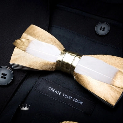 Handmade Feather Bow Tie Gift Set Luxurious Weddings