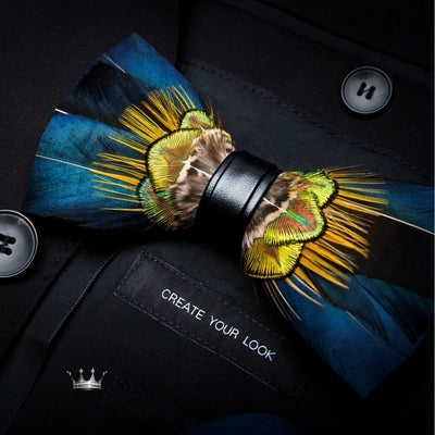 Handmade Feather Bow Tie Gift Set Luxurious Weddings