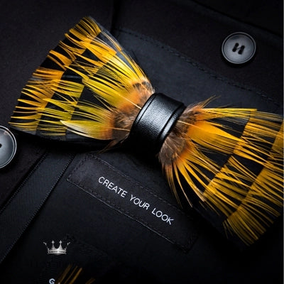 Handmade Feather Bow Tie Gift Set Luxurious Weddings