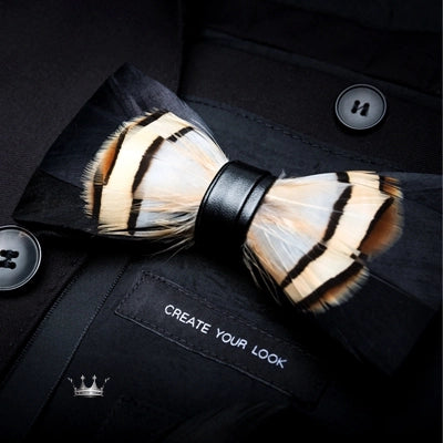 Handmade Feather Bow Tie Gift Set Luxurious Weddings