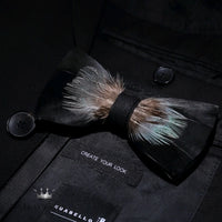 Handmade Feather Bow Tie Gift Set Luxurious Weddings