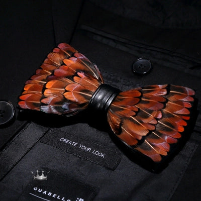 Handmade Feather Bow Tie Gift Set Luxurious Weddings