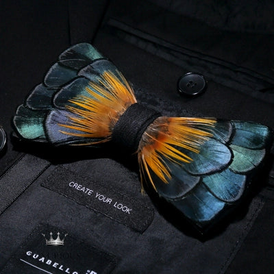 Handmade Feather Bow Tie Gift Set Luxurious Weddings