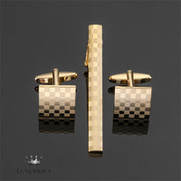 Copper Square Tie Clip Cufflink Set for Men Cufflinks Luxurious Weddings