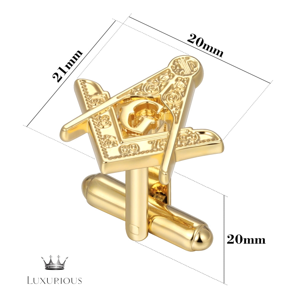 Masonic Tie Clip & Cufflinks Set - 18K Gold Gift for Men Luxurious Weddings