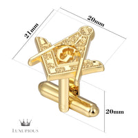 Masonic Tie Clip & Cufflinks Set - 18K Gold Gift for Men Luxurious Weddings