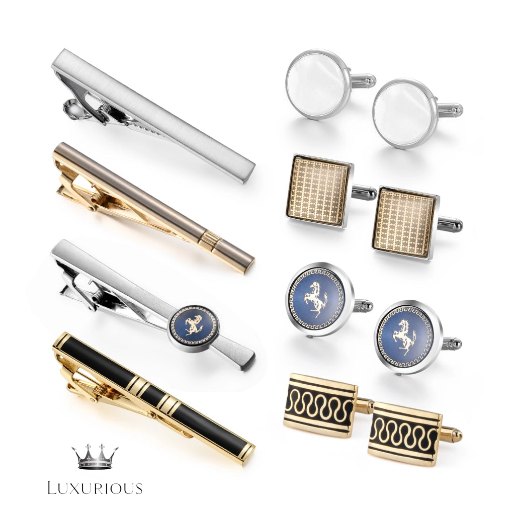 Luxury Tie Clips & Cufflinks Set