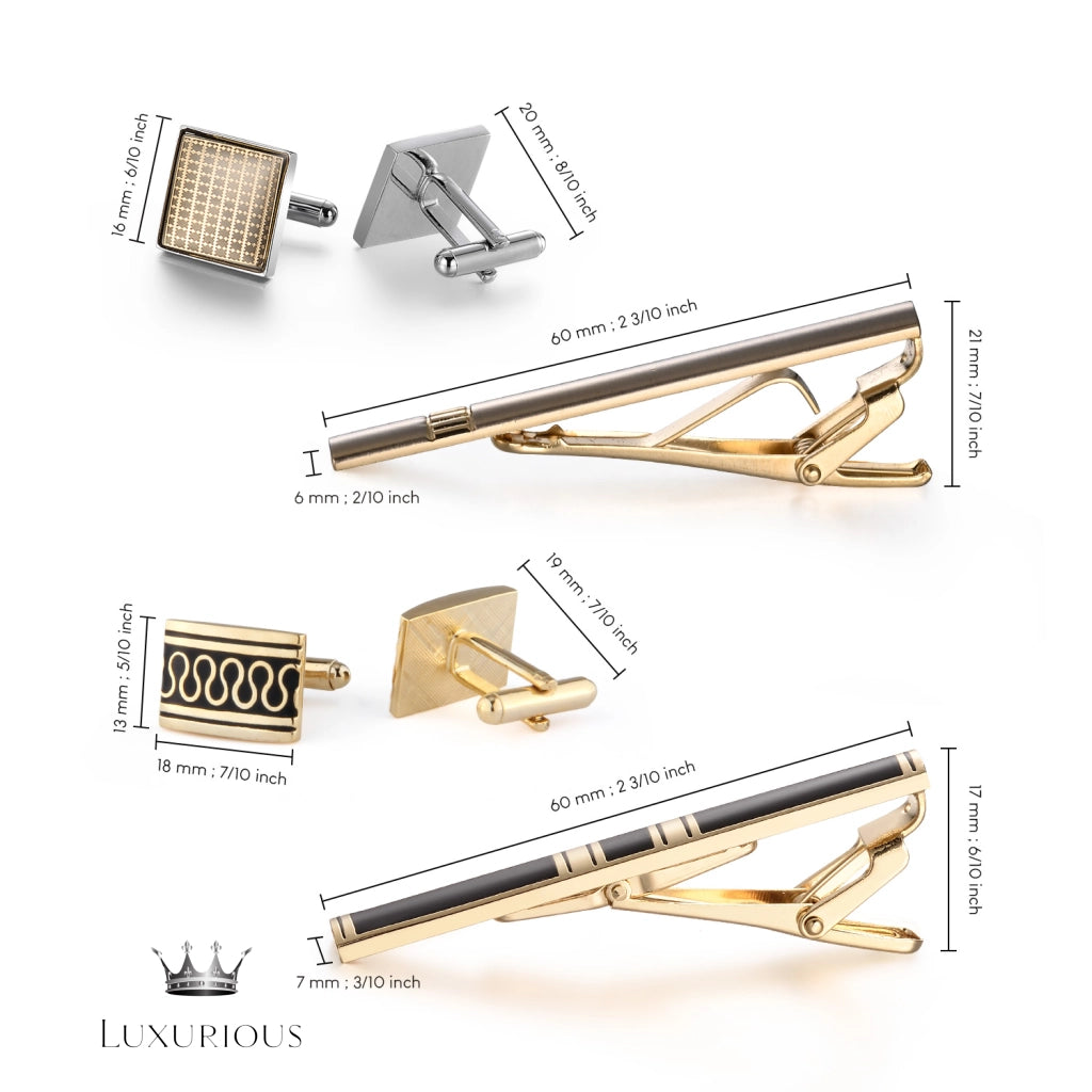 Luxury Tie Clips & Cufflinks Set